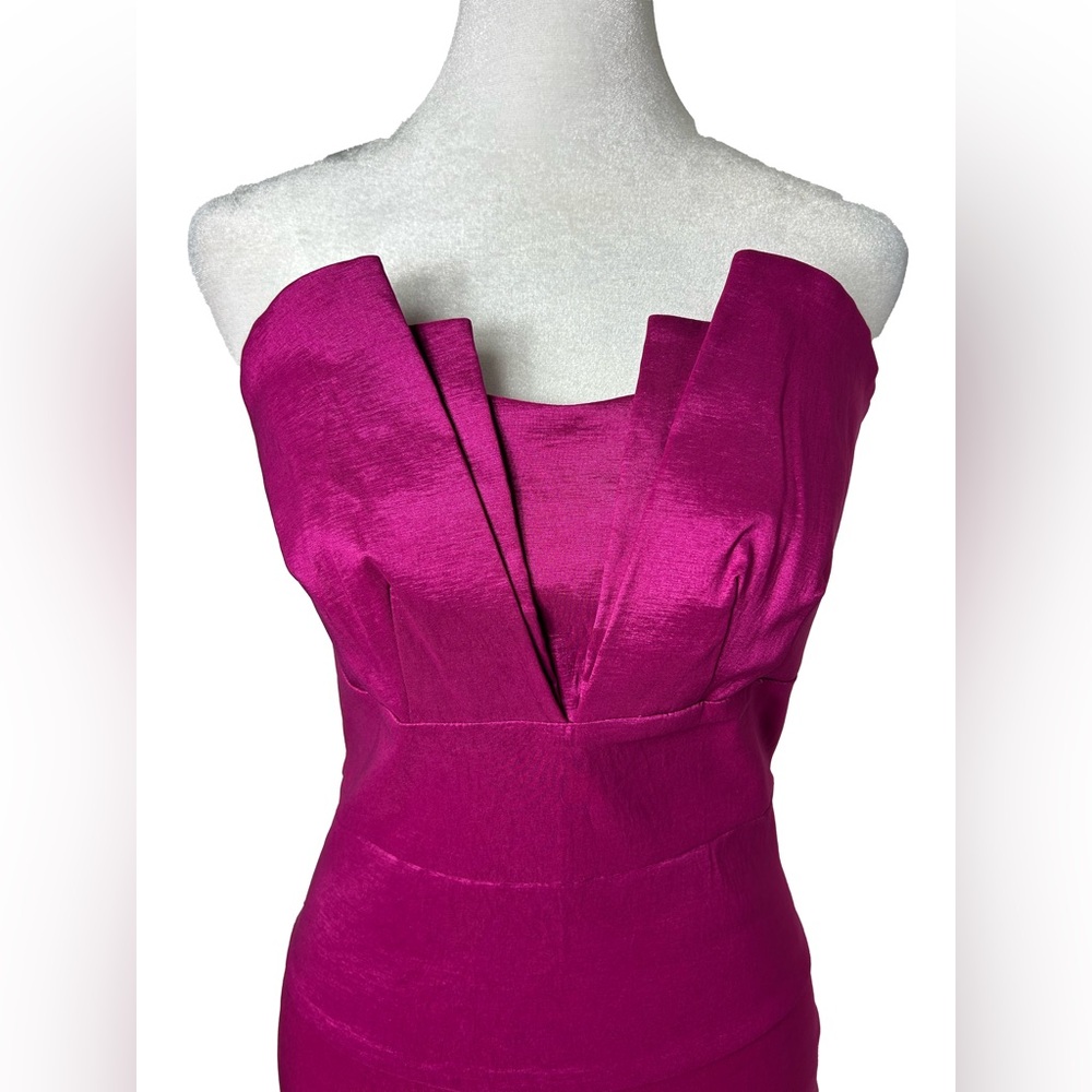 Charlotte Russe Fuchsia Satin-Textured Strapless Bodycon Dress – Size 6 - Picture 6 of 8